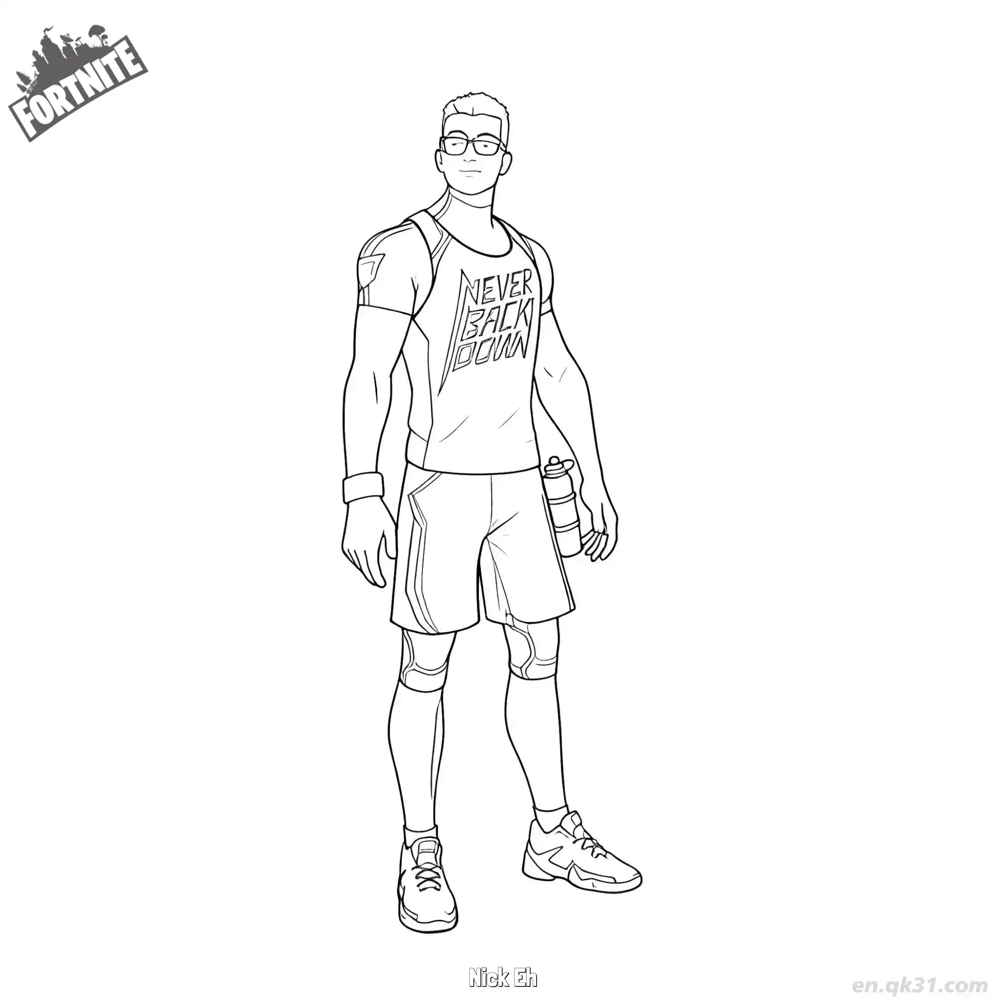 免费 尼克Eh 30 02简笔画 素描 涂鸦 - 免费可打印堡垒之夜 下载PDF 简笔画涂色页